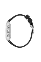 Daniel Klein Black IP Silver Silicone Multifunction Watch for Men DK.1.14258-2
