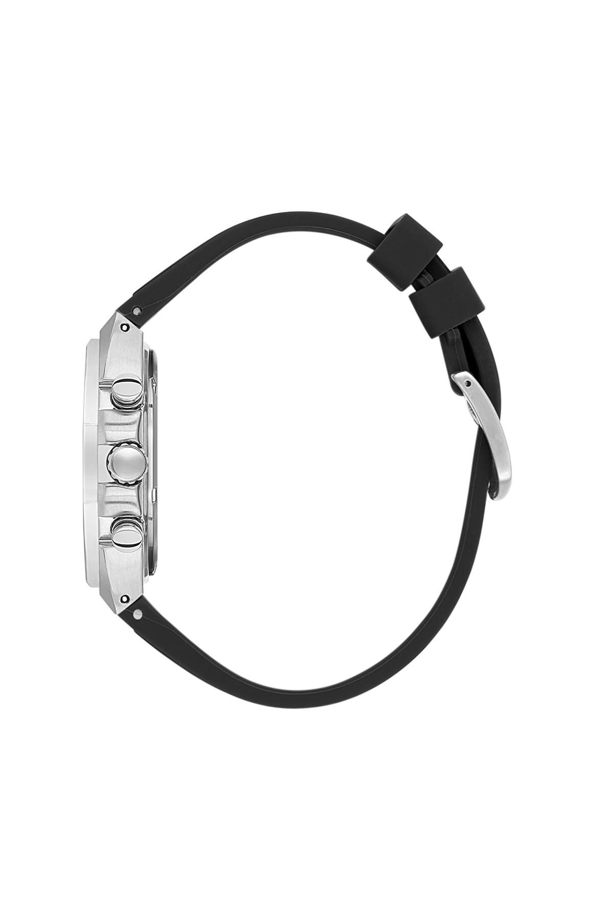 Daniel Klein Black IP Silver Silicone Multifunction Watch for Men DK.1.14258-2