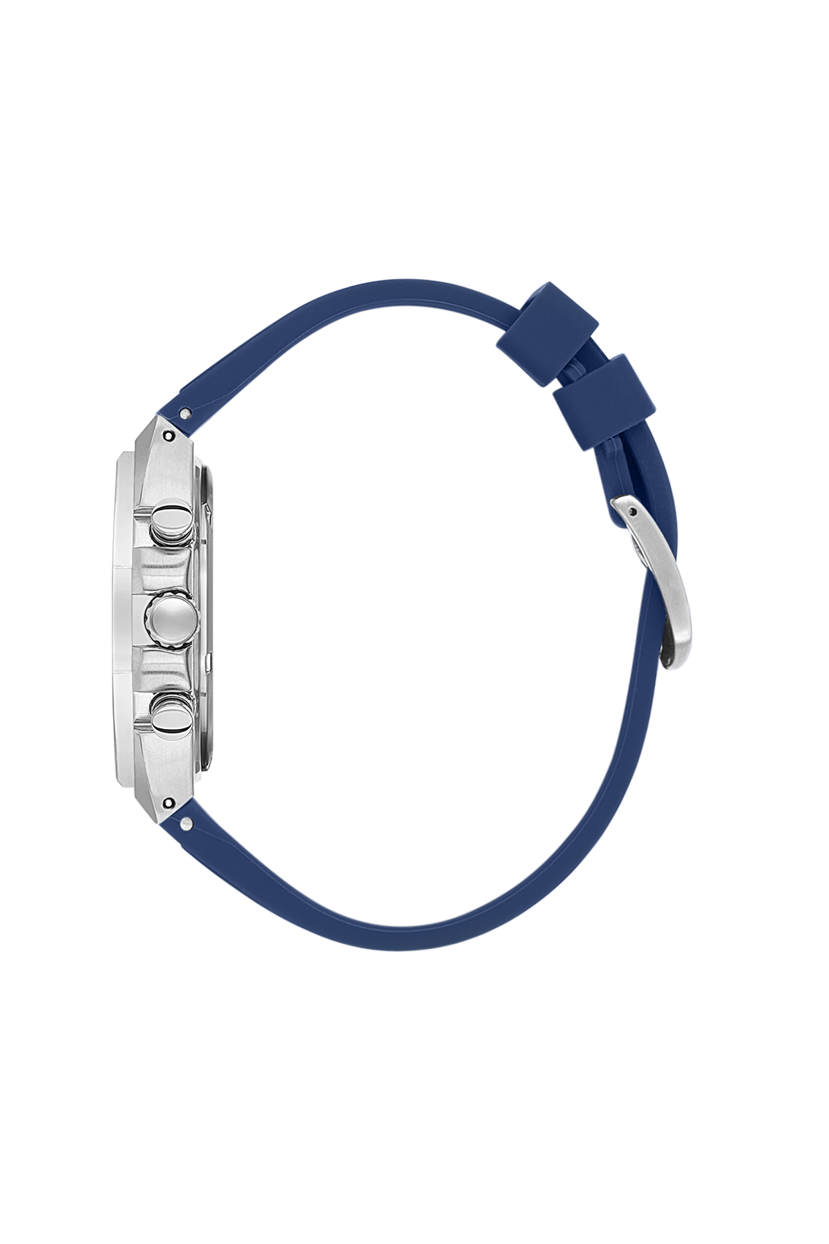 Daniel Klein Dark Blue IP Silver Silicone Multifunction Watch for Men DK.1.14258-3