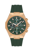 Daniel Klein Dark Green Pink Rosegold Silicone Multifunction Watch for Men DK.1.14258-4