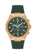 Daniel Klein Dark Green Pink Rosegold Silicone Multifunction Watch for Men DK.1.14258-4