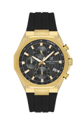 Daniel Klein Black IP Gold Silicone Multifunction Watch for Men DK.1.14258-5