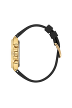 Daniel Klein Black IP Gold Silicone Multifunction Watch for Men DK.1.14258-5