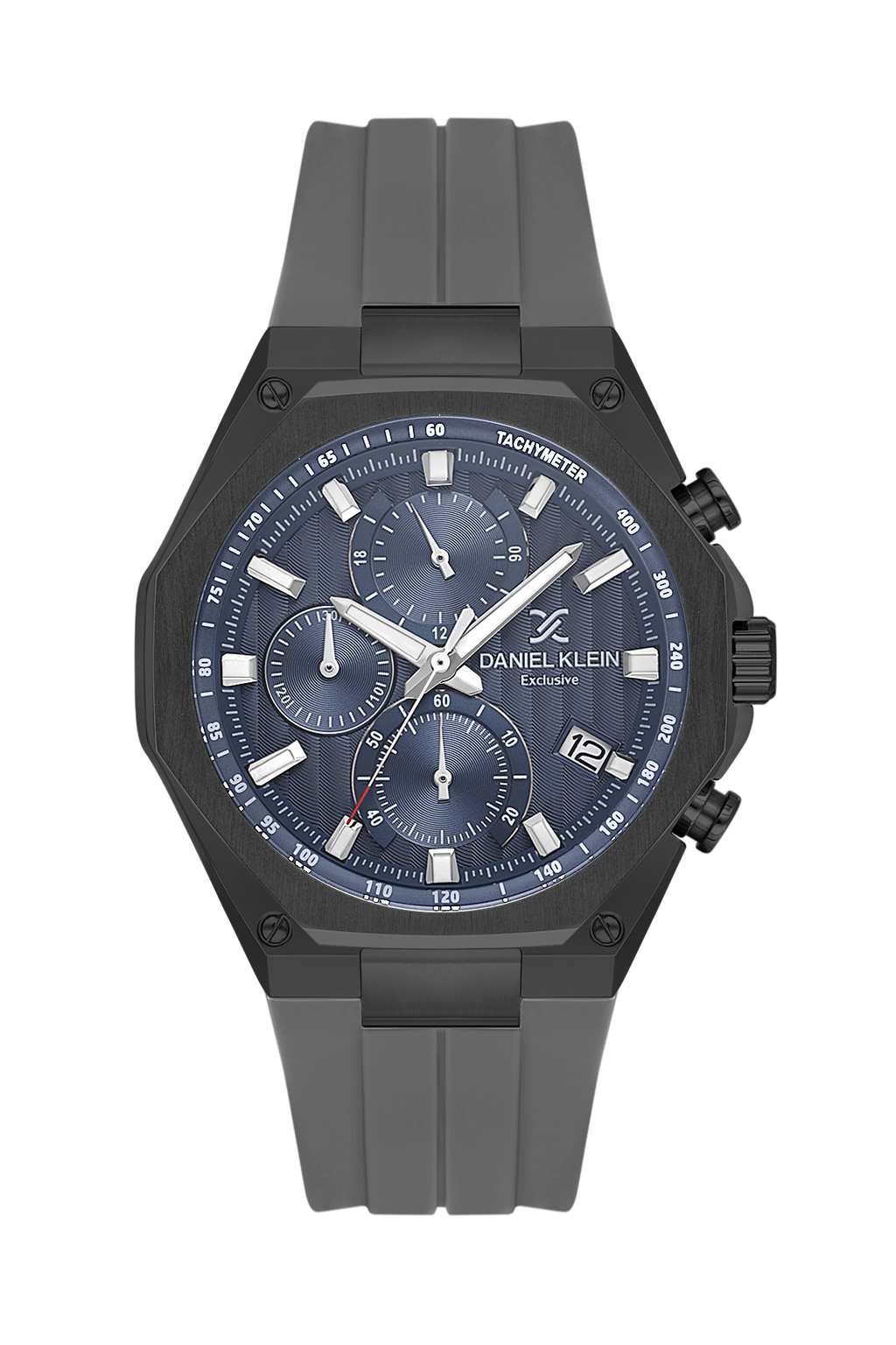 Daniel Klein Blue IP Gun Silicone Multifunction Watch for Men DK.1.14258-6