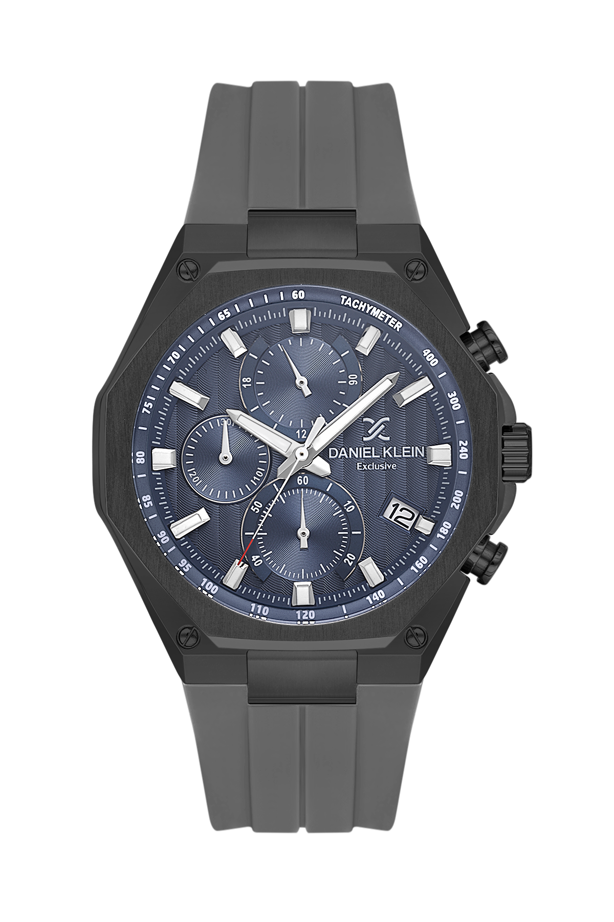 Daniel Klein Blue IP Gun Silicone Multifunction Watch for Men DK.1.14258-6