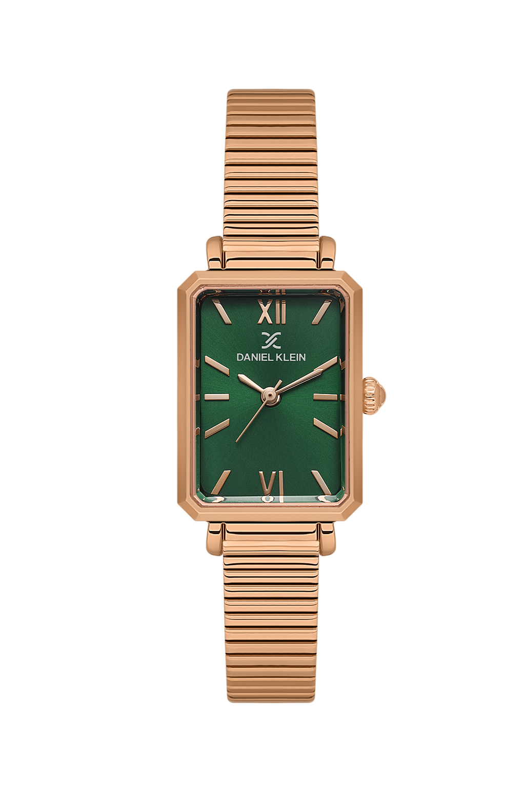 Daniel Klein Dark Green Pink Rosegold Wrist Watch for Women DK.1.14264-4