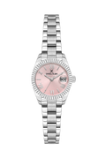 Daniel Klein Pink IP Silver Date Wrist Watch for Women DK.1.14276-2