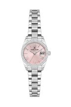 Daniel Klein Pink IP Silver Date Wrist Watch for Women DK.1.14276-2