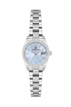Daniel Klein Blue IP Silver Date Wrist Watch for Women DK.1.14276-3