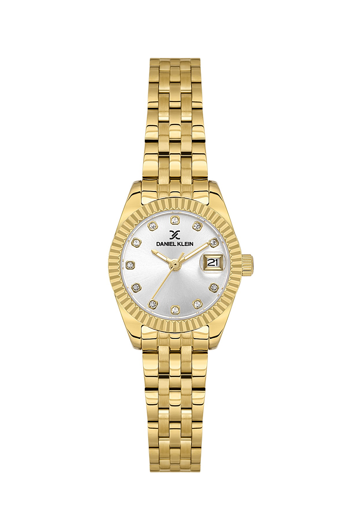 Daniel Klein Silver IP Gold Date Wrist Watch for Women DK.1.14276-5