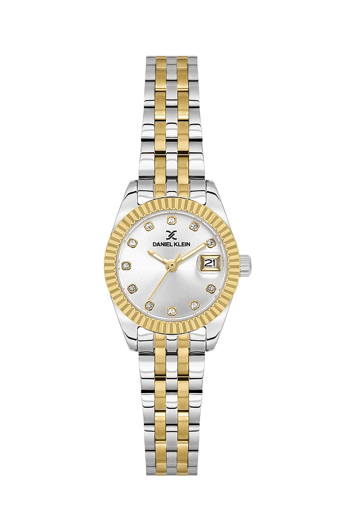 Daniel Klein Silver IP Silver/Gold Date Wrist Watch for Women DK.1.14276-6
