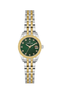 Daniel Klein Dark Green IP Silver/Gold Date Wrist Watch for Women DK.1.14276-7
