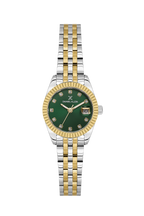 Daniel Klein Dark Green IP Silver/Gold Date Wrist Watch for Women DK.1.14276-7