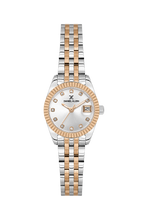 Daniel Klein Silver Pink Rosegold Date Wrist Watch for Women DK.1.14276-8