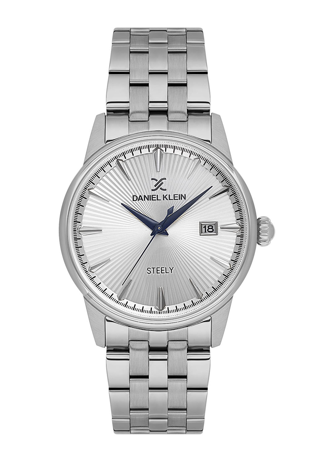 Daniel Klein Silver IP Silver Date Wrist Watch for Men DK.1.14286-1