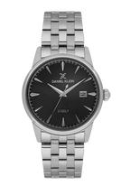 Daniel Klein Black IP Silver Date Wrist Watch for Men DK.1.14286-2