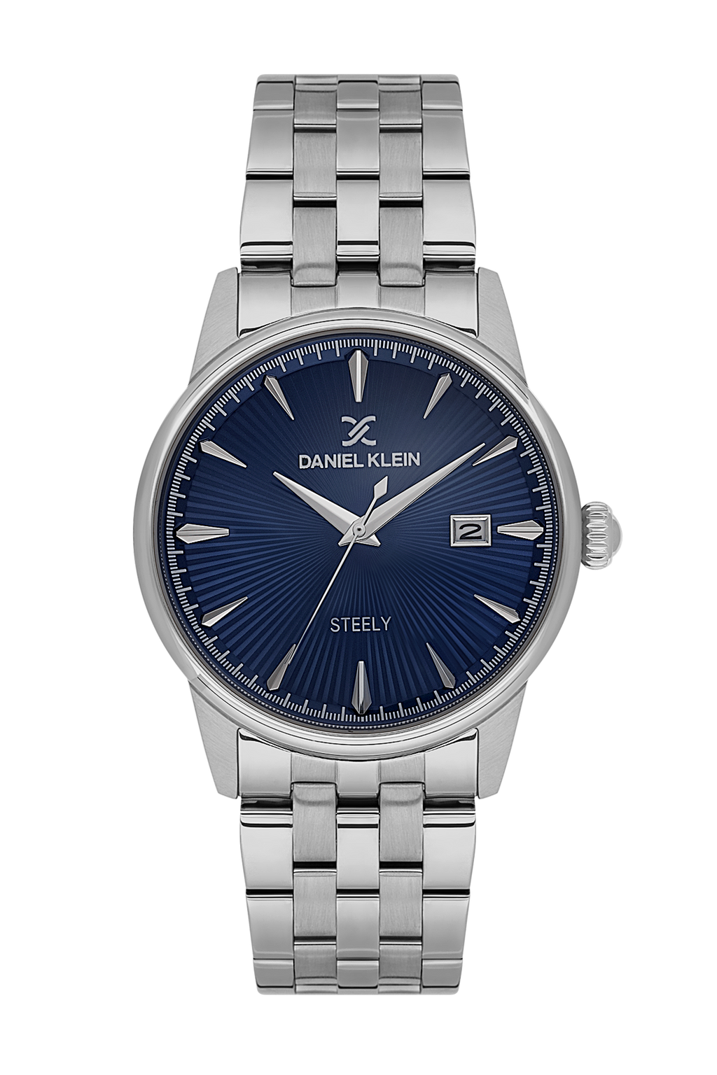 Daniel Klein Dark Blue IP Silver Date Wrist Watch for Men DK.1.14286-3