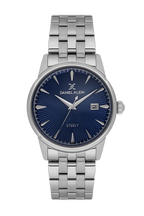 Daniel Klein Dark Blue IP Silver Date Wrist Watch for Men DK.1.14286-3