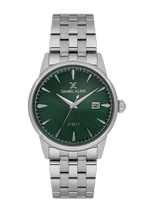Daniel Klein Dark Green IP Silver Date Wrist Watch for Men DK.1.14286-4