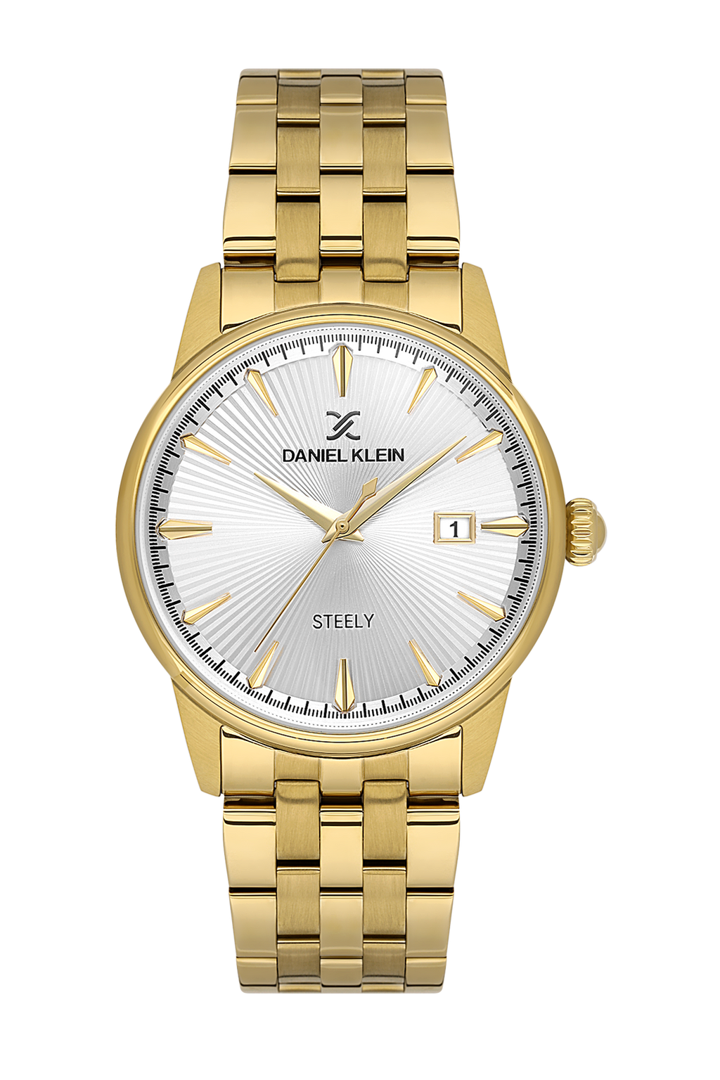 Daniel Klein Silver IP Gold Date Wrist Watch for Men DK.1.14286-5