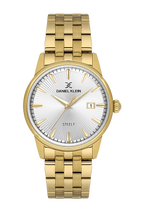Daniel Klein Silver IP Gold Date Wrist Watch for Men DK.1.14286-5