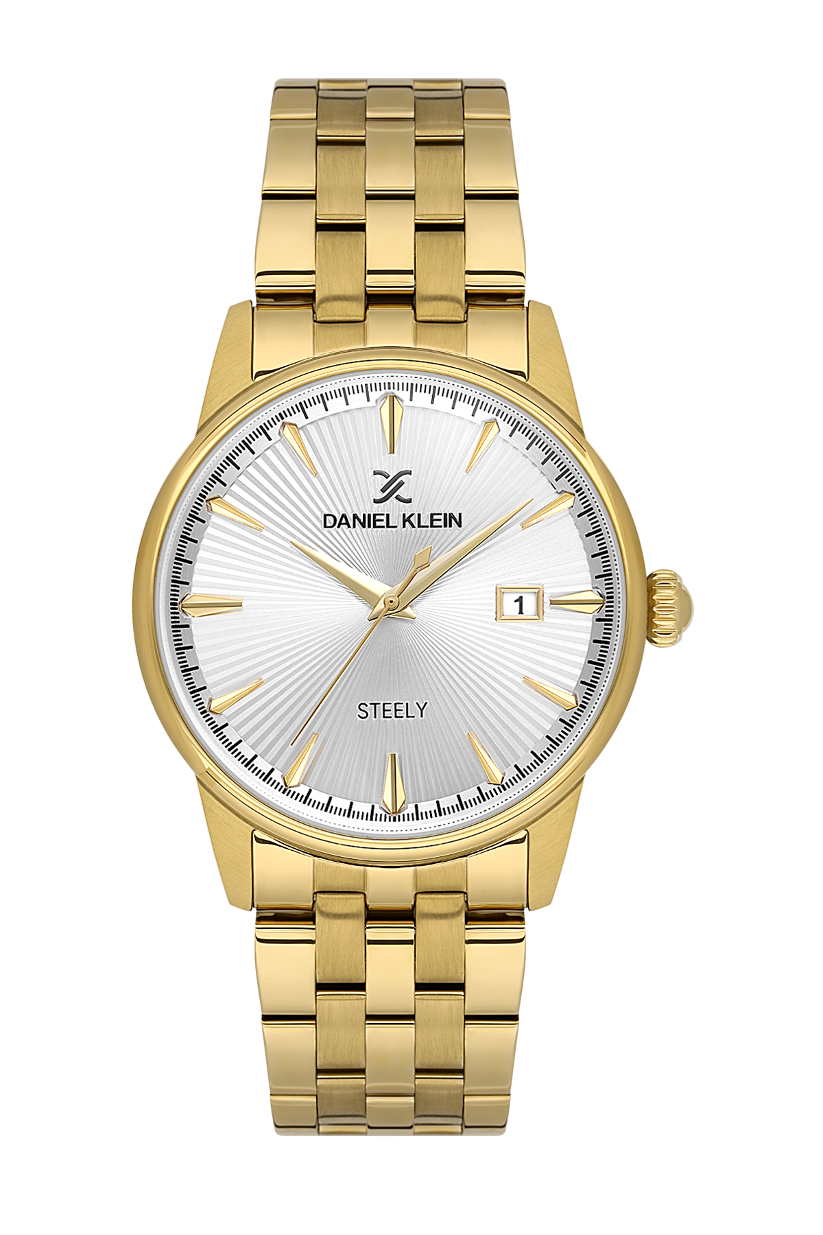 Daniel Klein Silver IP Gold Date Wrist Watch for Men DK.1.14286-5