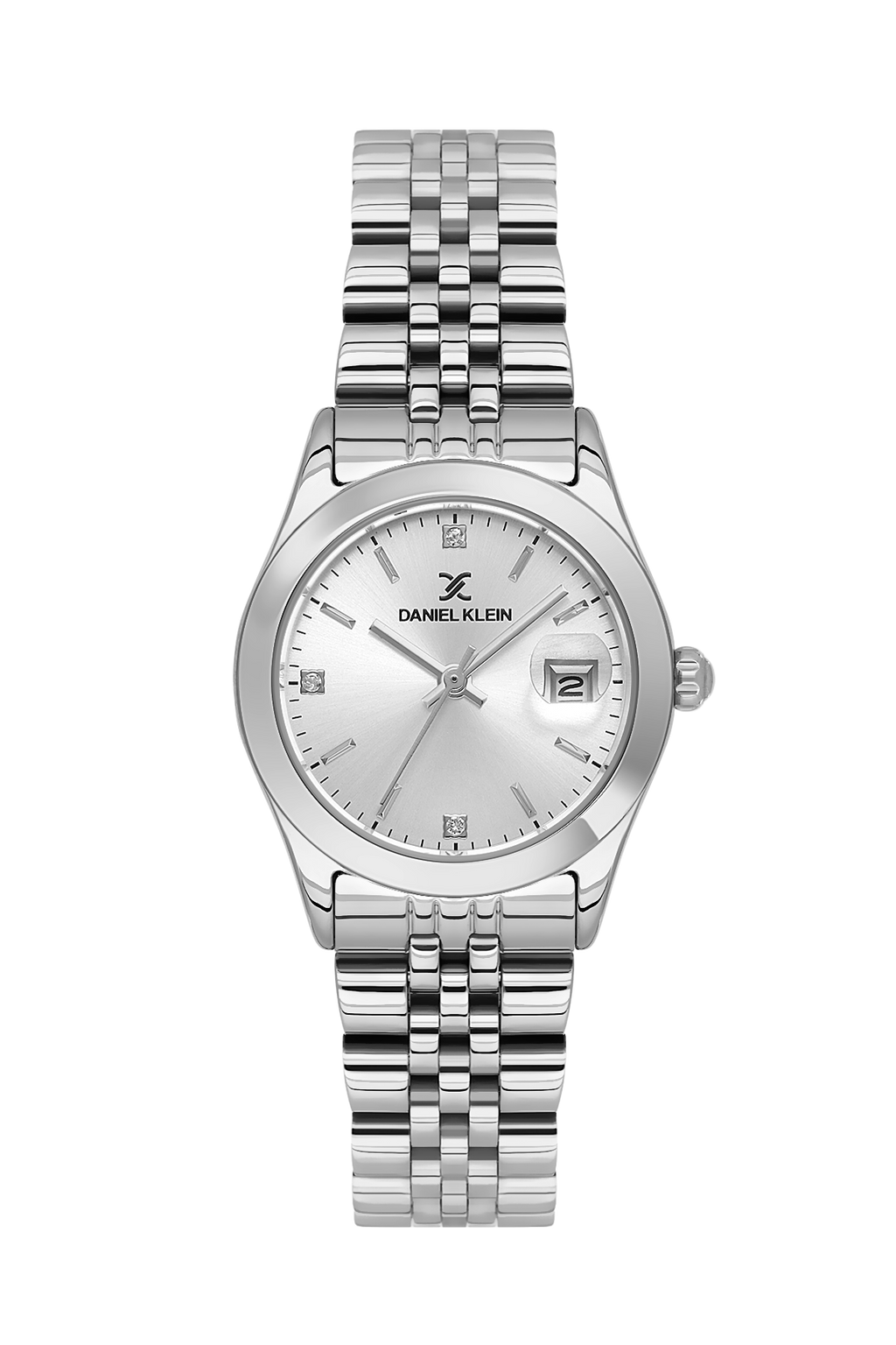 Daniel Klein Silver IP Silver Date Wrist Watch for Women DK.6.14183-1