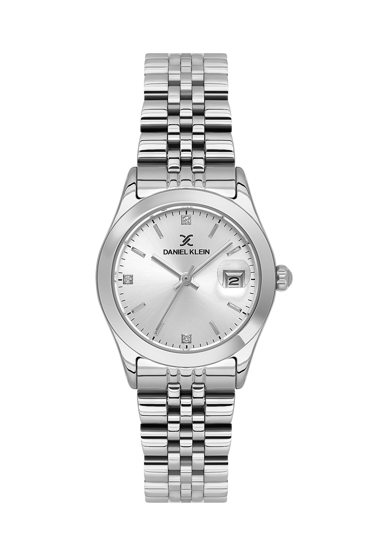 Daniel Klein Silver IP Silver Date Wrist Watch for Women DK.6.14183-1