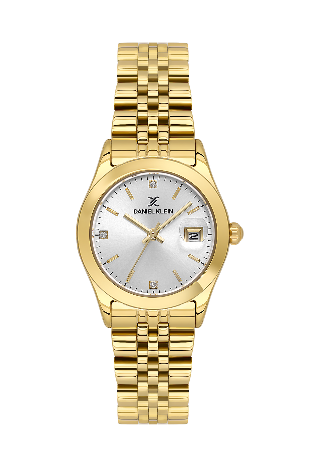 Daniel Klein Silver IP Gold Date Wrist Watch for Women DK.6.14183-2