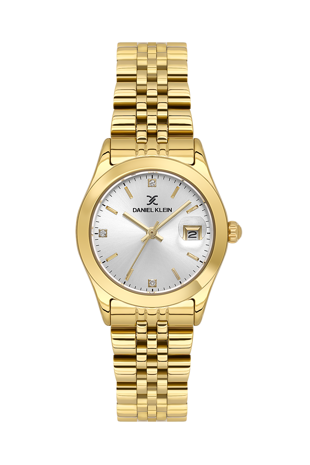 Daniel Klein Silver IP Gold Date Wrist Watch for Women DK.6.14183-2