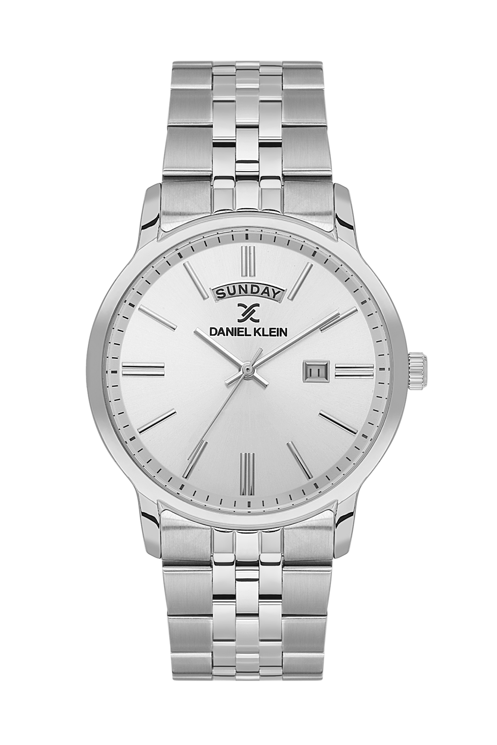 Daniel Klein Silver IP Silver Day Date Watch for Men DK.6.14203-1