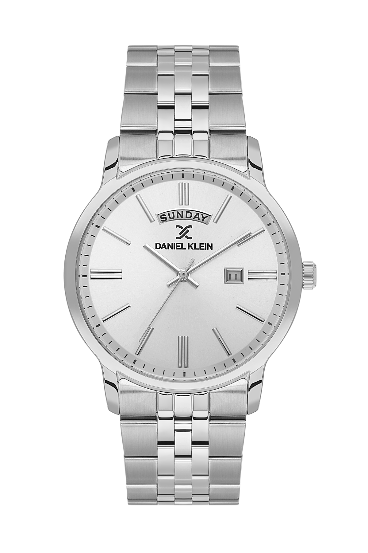 Daniel Klein Silver IP Silver Day Date Watch for Men DK.6.14203-1