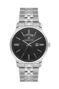 Daniel Klein Gun Black IP Silver Day Date Watch for Men DK.6.14203-2