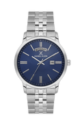 Daniel Klein Dark Blue IP Silver Day Date Watch for Men DK.6.14203-3