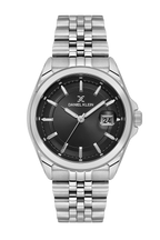 Daniel Klein Black IP Silver Date Wrist Watch for Men DK.6.14205-2