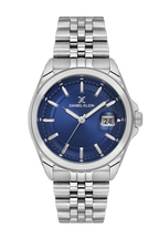 Daniel Klein Dark Blue IP Silver Date Wrist Watch for Men DK.6.14205-3
