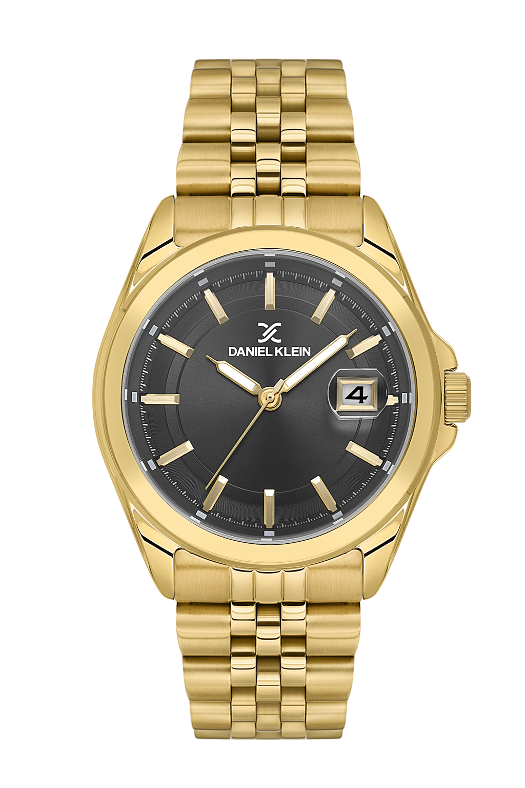 Daniel Klein Black IP Gold Date Wrist Watch for Men DK.6.14205-4