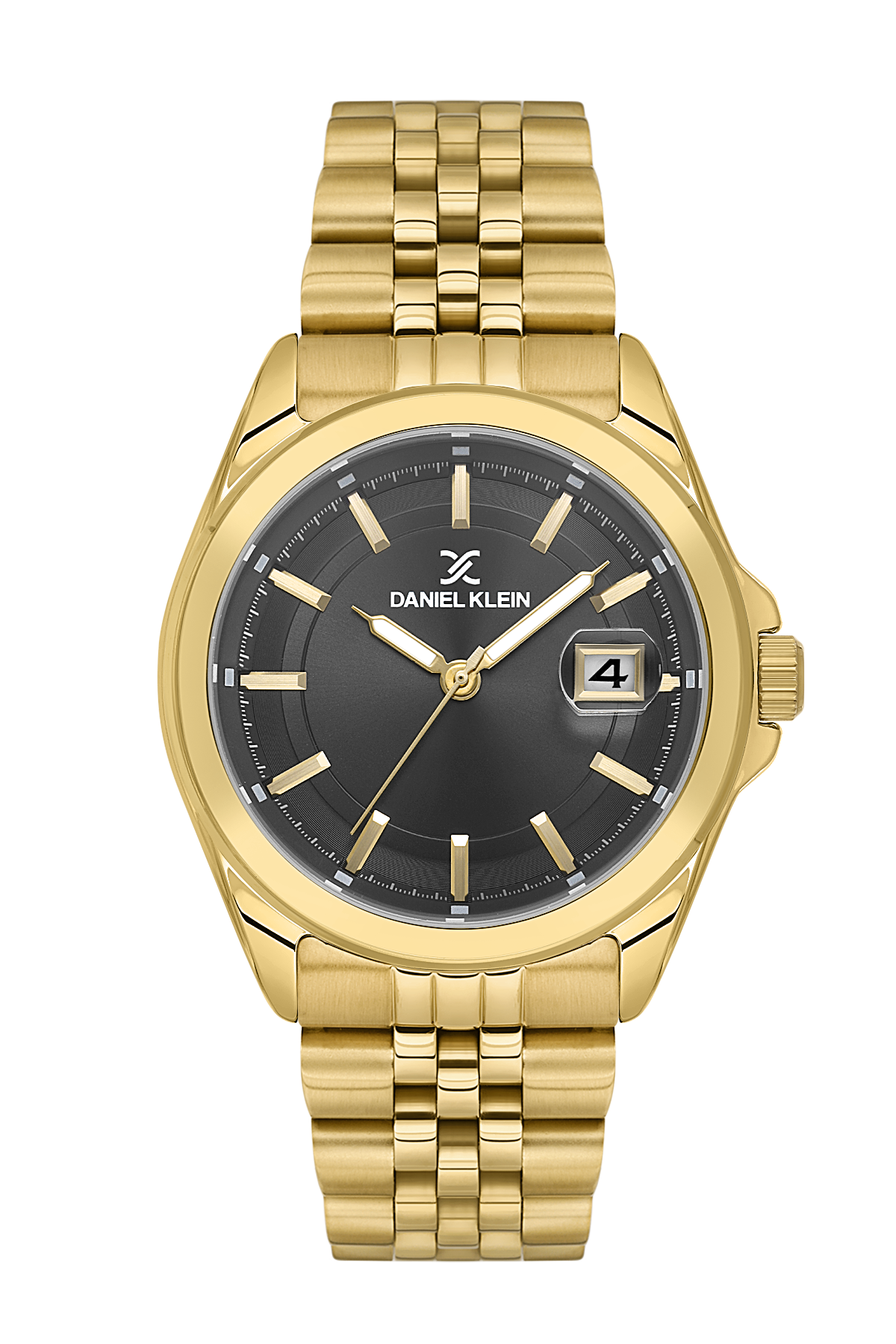 Daniel Klein Black IP Gold Date Wrist Watch for Men DK.6.14205-4