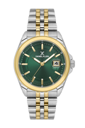 Daniel Klein Dark Green IP Silver/Gold Date Wrist Watch for Men DK.6.14205-5