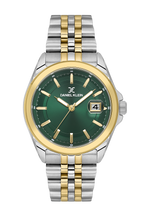 Daniel Klein Dark Green IP Silver/Gold Date Wrist Watch for Men DK.6.14205-5
