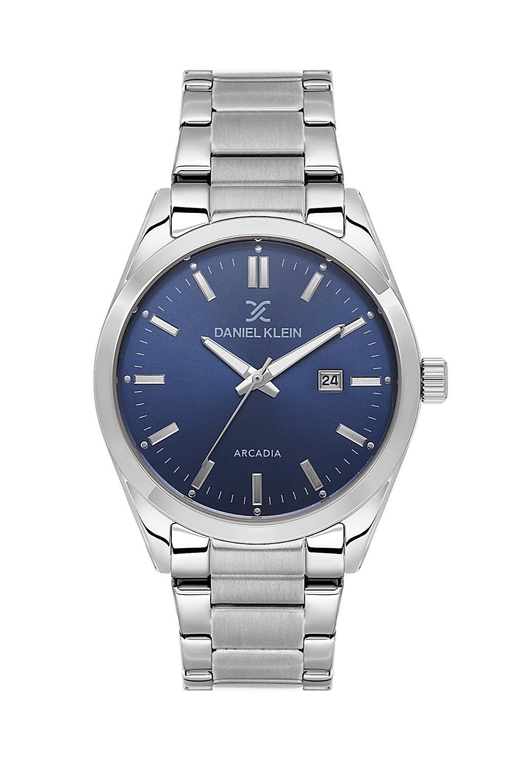 Daniel Klein Blue IP Silver Date Wrist Watch for Men DK.6.14273-3