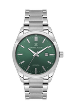 Daniel Klein Dark Green IP Silver Date Wrist Watch for Men DK.6.14273-4