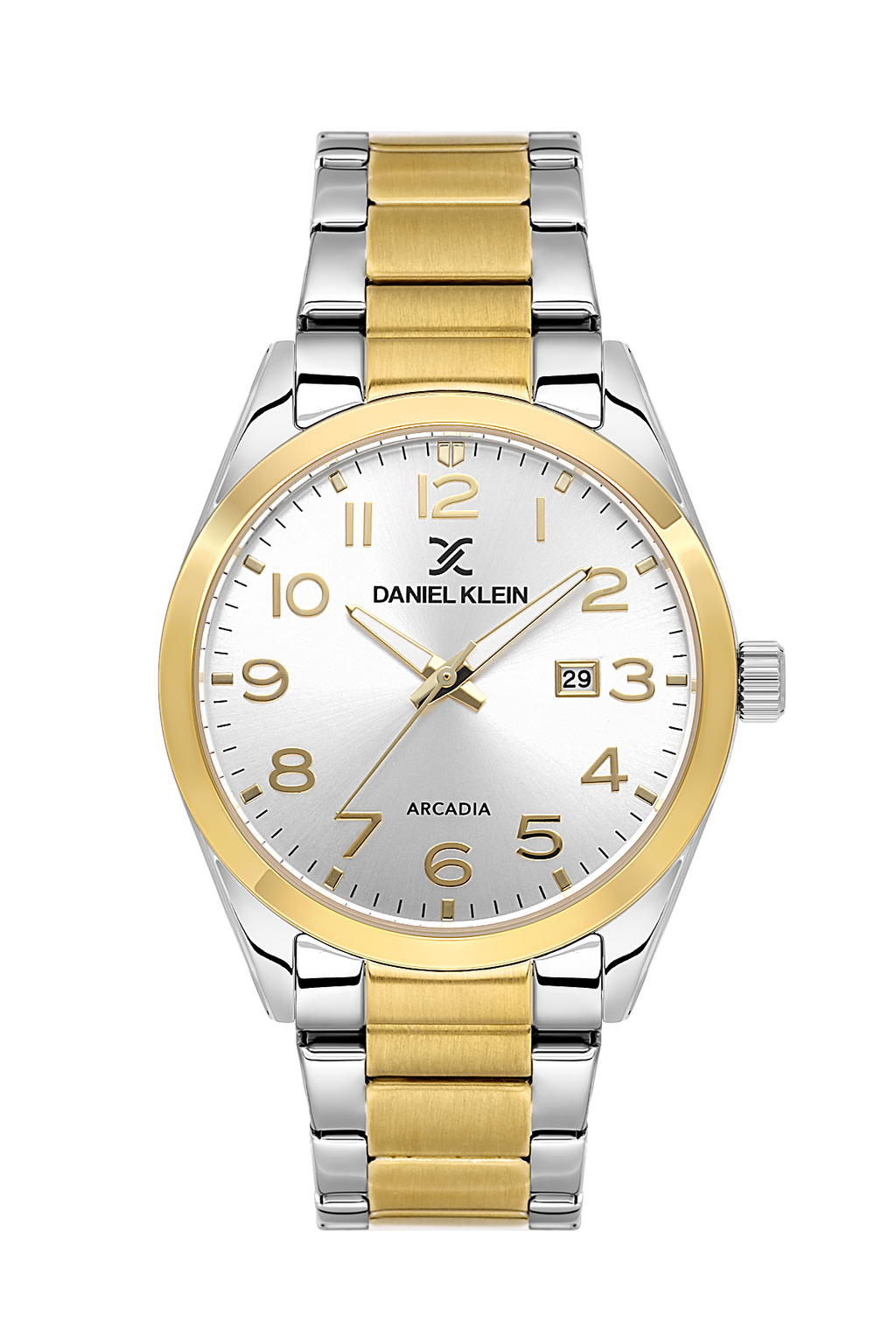 Daniel Klein Silver IP Silver/Gold Date Wrist Watch for Men DK.6.14273-7