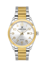 Daniel Klein Silver IP Silver/Gold Date Wrist Watch for Men DK.6.14273-7