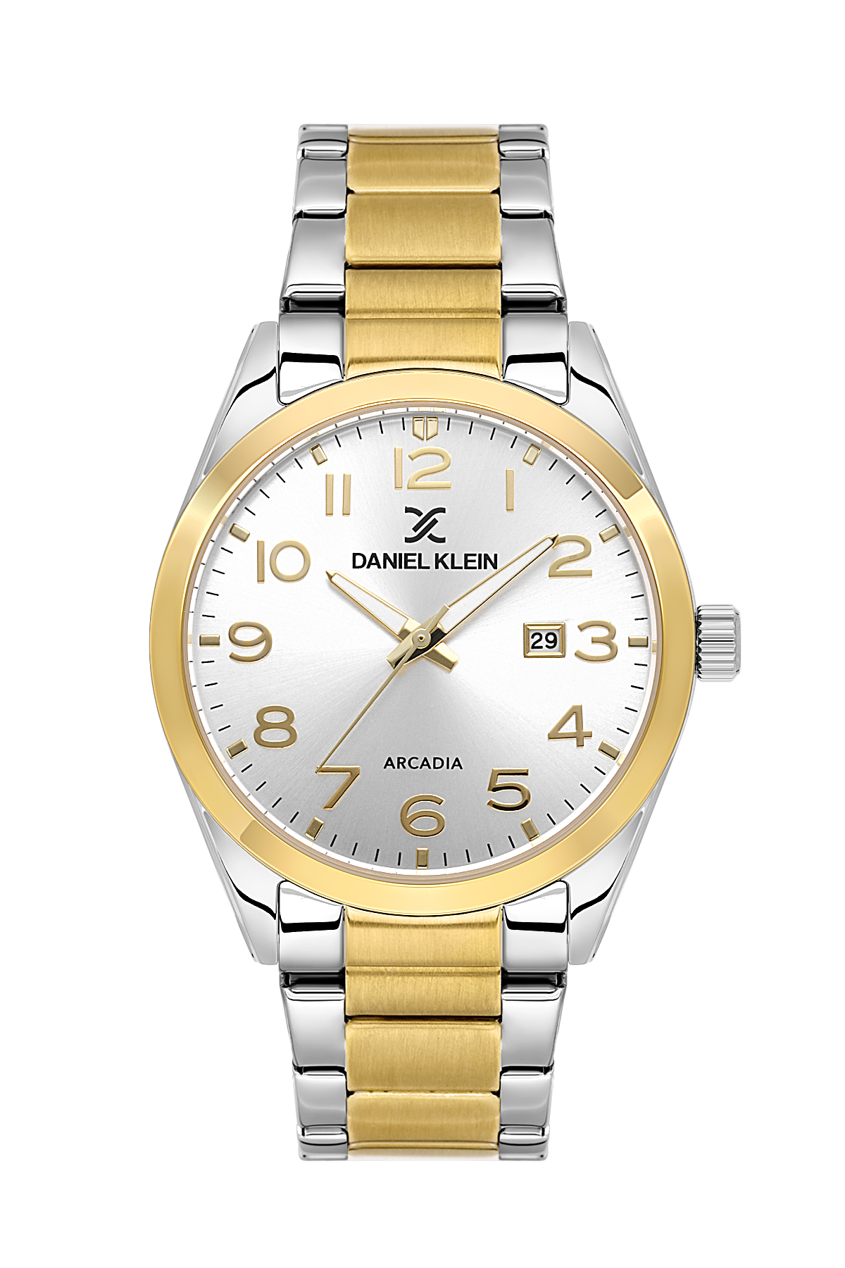Daniel Klein Silver IP Silver/Gold Date Wrist Watch for Men DK.6.14273-7