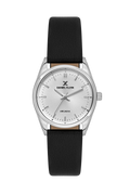 Daniel Klein Silver IP Silver Leather Wrist Watch for Women DK.6.14274-1