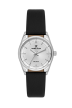 Daniel Klein Silver IP Silver Leather Wrist Watch for Women DK.6.14274-1