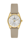Daniel Klein Silver IP Gold Leather Wrist Watch for Women DK.6.14274-2