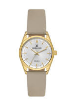 Daniel Klein Silver IP Gold Leather Wrist Watch for Women DK.6.14274-2