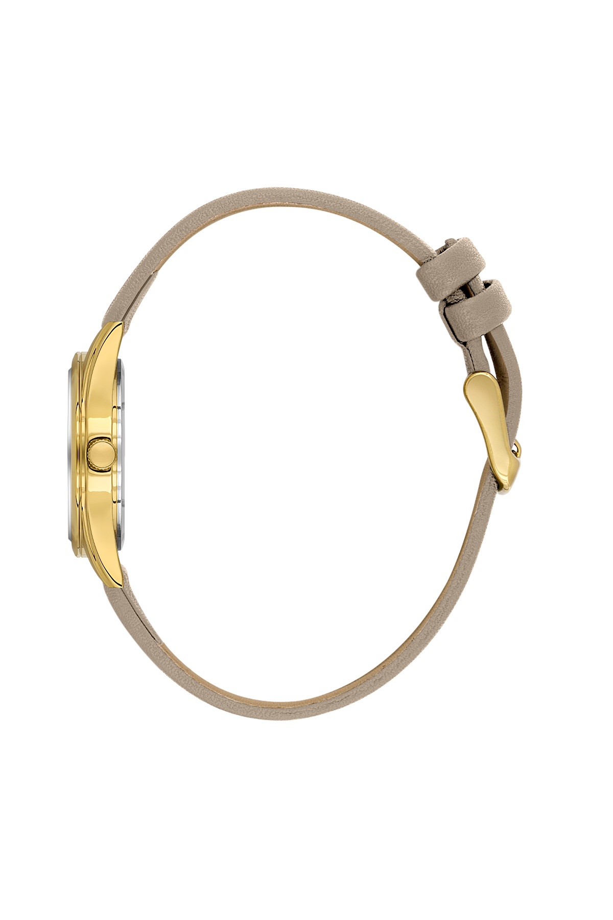 Daniel Klein Silver IP Gold Leather Wrist Watch for Women DK.6.14274-2